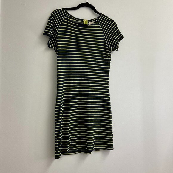 STS Sail To Sable Striped Shift Mini Dress Short Sleeve Size XS Black/Yellow - Picture 3 of 4